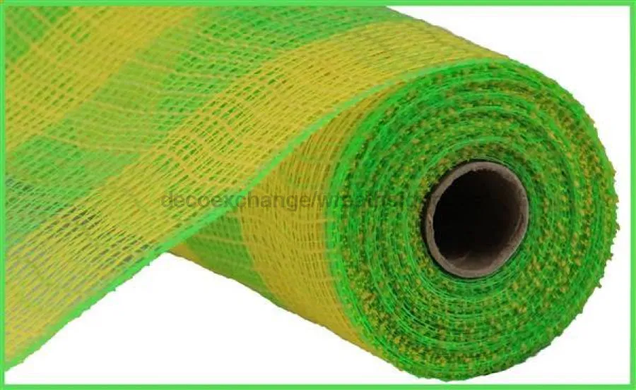 10.5"X10Yd Faux Jute/Polypropylene Large Check Yellow/Fresh Green RY8315B3