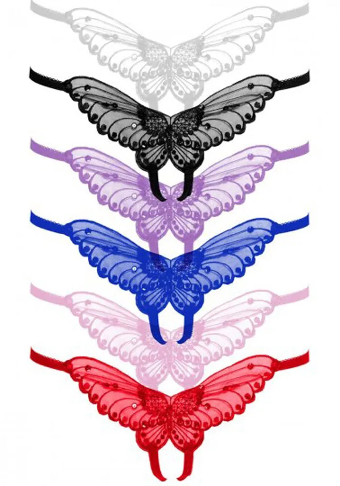 Butterfly Crotchless Panty With Pearl Accents