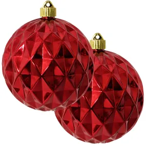 Christmas by Krebs Facetted Sonic Red 6 in Shatterproof Commercial Grade Christmas Ornament Set of 2