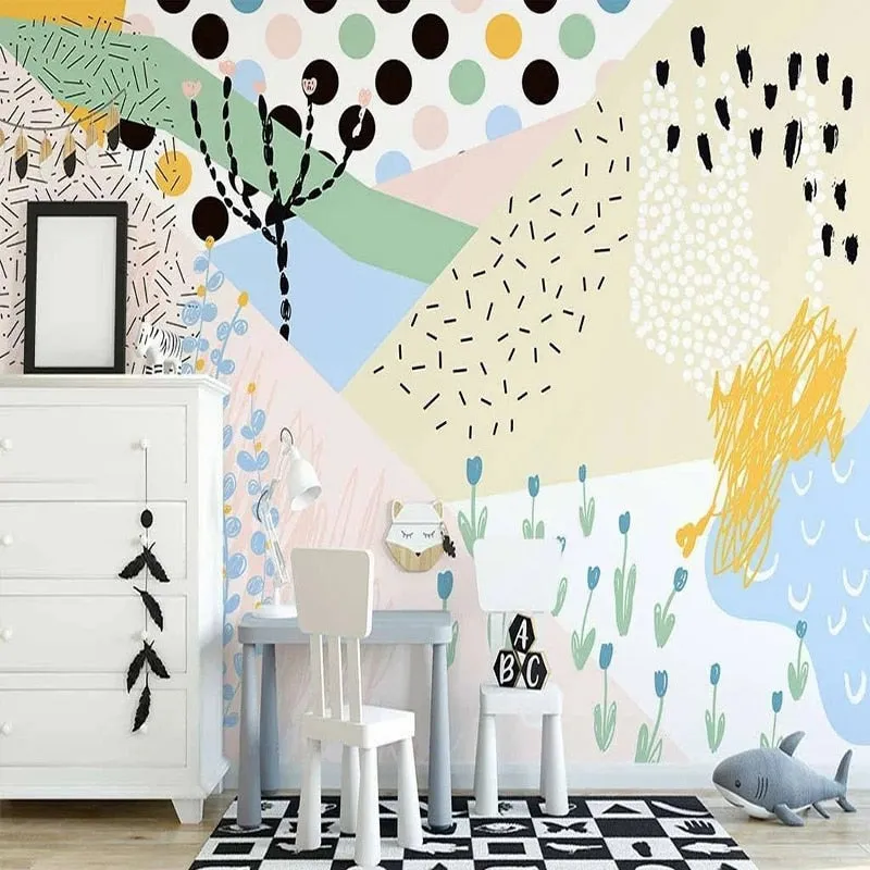 Custom Wallpaper Fresh Abstract Art Mural for Kids' Room (㎡)