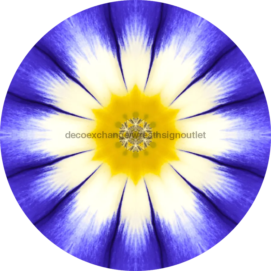 Geometric Flower Center, Blue Flower Center vinyl-decoe-FC-0009, 10" Vinyl Flower Center