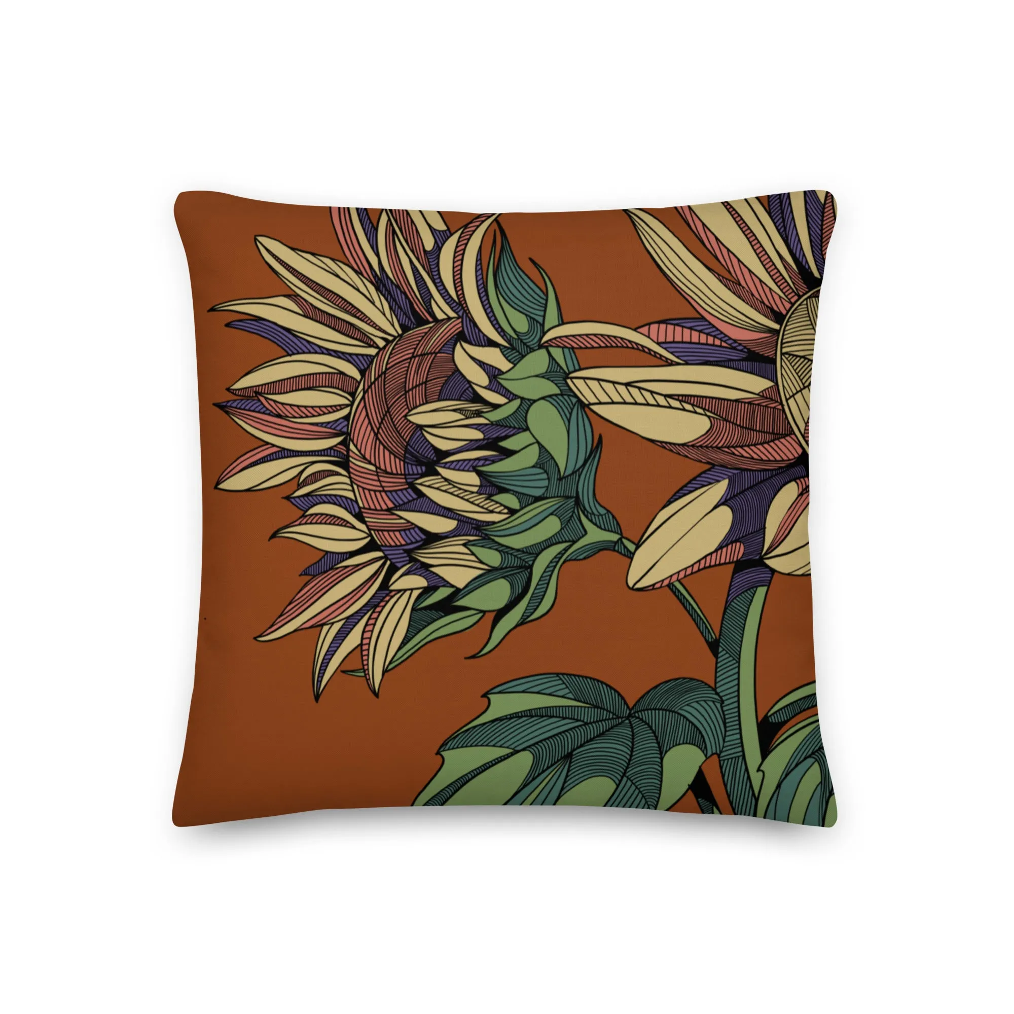 Italian Sunflowers Premium Pre-Stuffed Throw Pillows - Designed by Michigan Artists