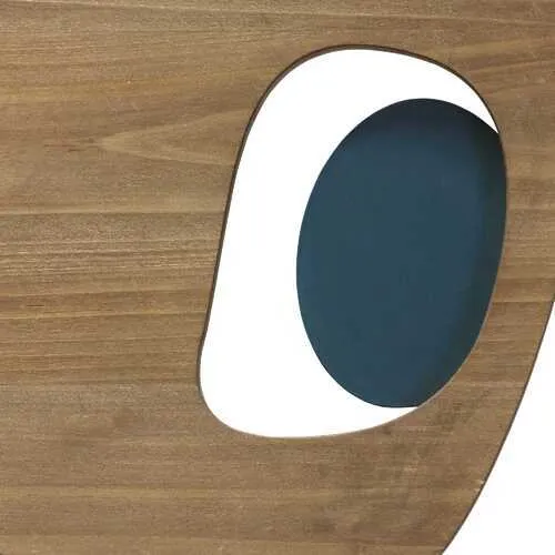 Walnut Blue Wooden & Metal Wall Decor